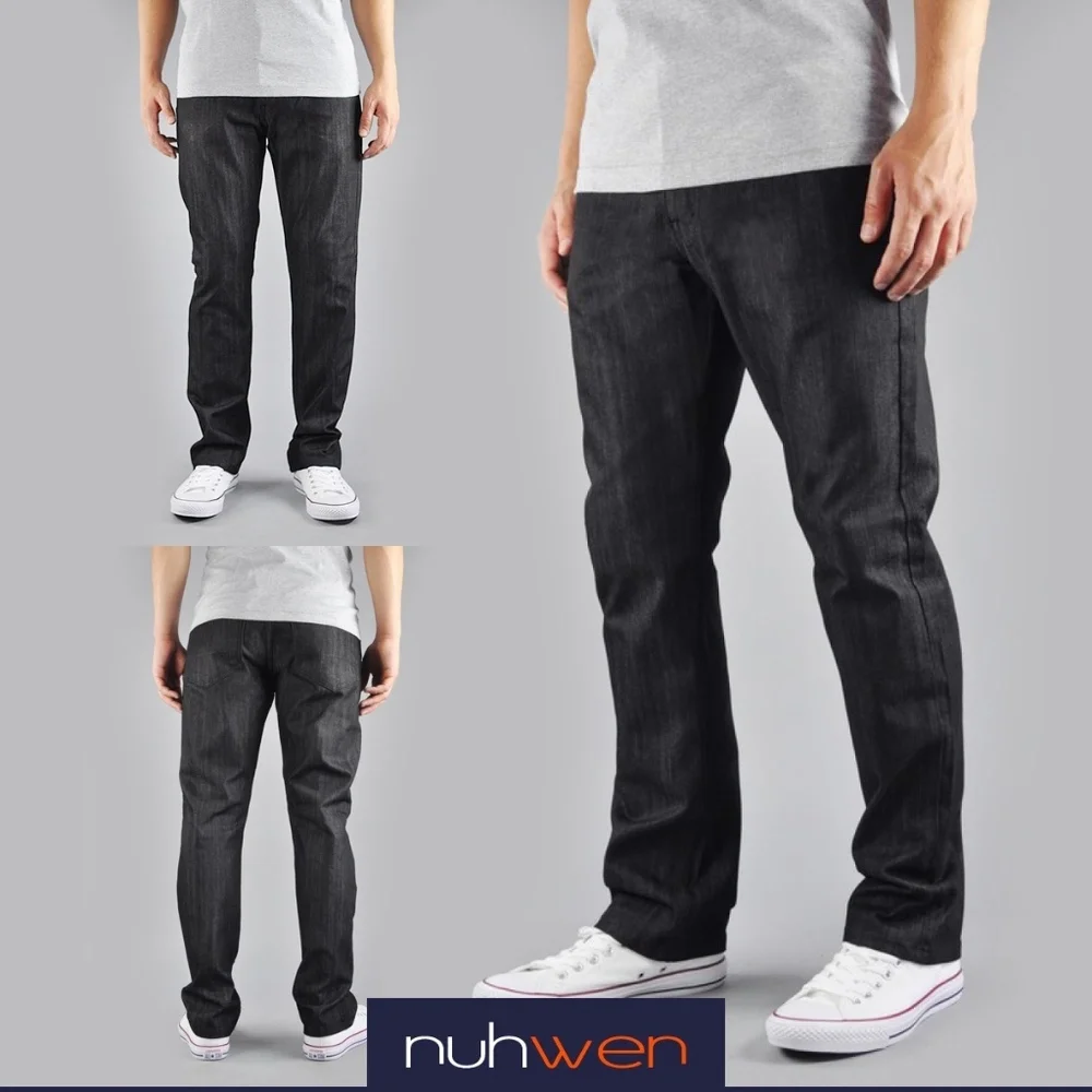 Men Skinny Indigo Black Denim Jeans - Picture 2 of 4